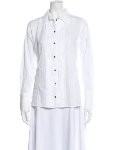 Pre-owned Me+em Long Sleeve Button-up Top In White