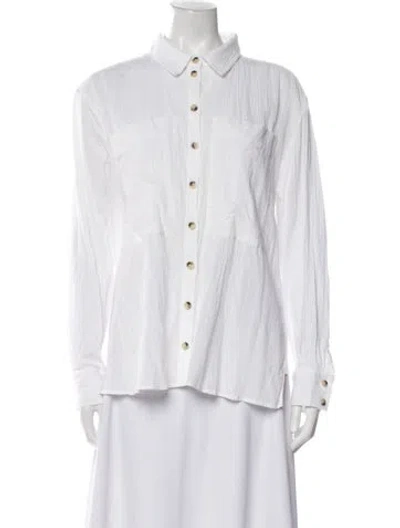 Pre-owned Me+em Long Sleeve Button-up Top In White