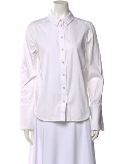 Pre-owned Me+em Long Sleeve Button-up Top In White