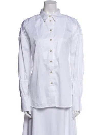 Pre-owned Me+em Long Sleeve Button-up Top In White