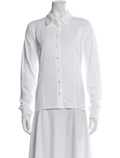 Pre-owned Me+em Long Sleeve Button-up Top In White