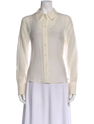 Pre-owned Me+em Long Sleeve Button-up Top In White