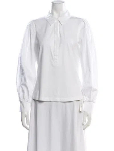 Pre-owned Me+em Long Sleeve Button-up Top In White