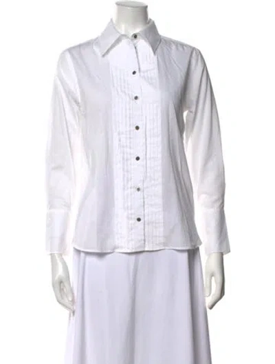 Pre-owned Me+em Long Sleeve Button-up Top In White