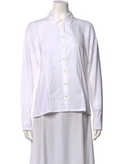 Pre-owned Me+em Long Sleeve Button-up Top In White