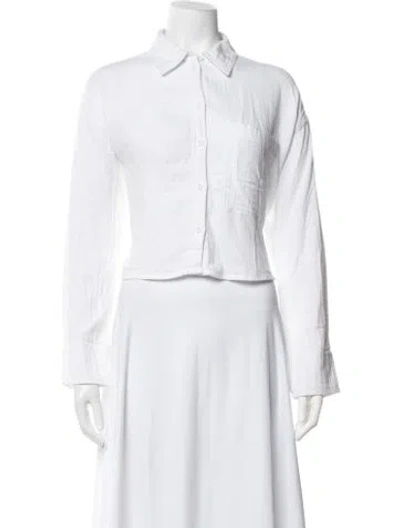 Pre-owned Me+em Long Sleeve Button-up Top In White
