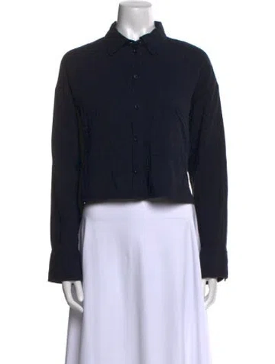 Pre-owned Me+em Long Sleeve Crop Top In Blue