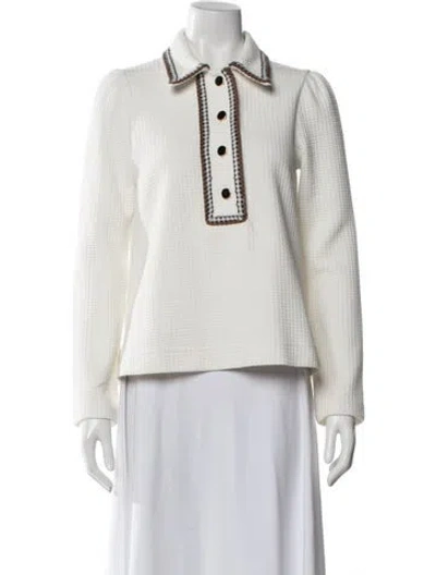 Pre-owned Me+em Long Sleeve Polo In Neutrals/white