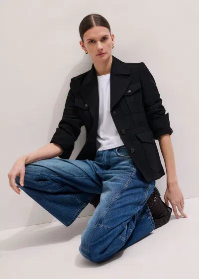 Me+em Longline Fitted Military Jacket Black