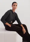 Me+em Luxe Cashmere Curved Hem Hoody In Dark Charcoal