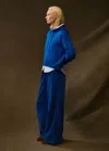 Me+em Luxe Cashmere Curved Hem Hoodie In Sapphire Blue