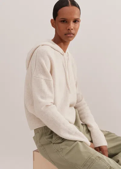 Me+em Luxe Cashmere Curved Hem Hoody In Soft Grey Mélange