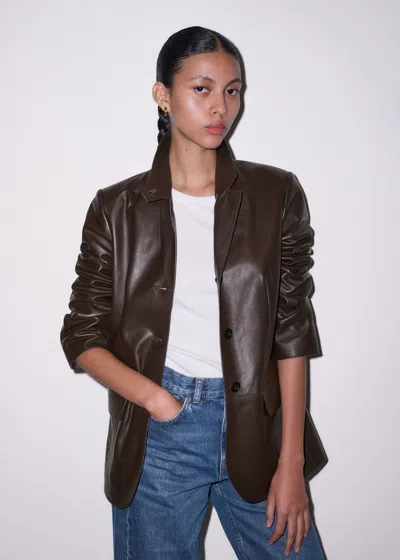 Me+em Luxe Relaxed Tailored Blazer Chocolate Brown