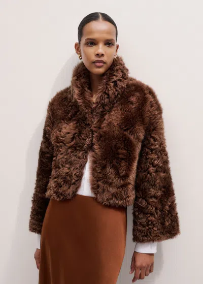 Me+em Luxe Shearling Crop Jacket Chestnut In Brown