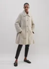 Me+em Luxe Shearling Leather-mix Swing Coat In Natural