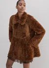 Me+em Luxe Shearling Swing Coat In Deep Toffee
