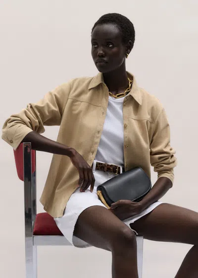 Me+em Luxe Suede Straight Shirt Pale Tan In Brown