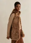 Me+em Luxe Toscana Shearling Long Gilet In Tan