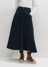 Me+em Luxe Travel Tailoring Zip-front Midi Skirt Ponte In Navy
