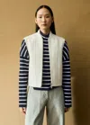 Me+em Luxe Wool Sleeveless Biker Jacket In Ivory