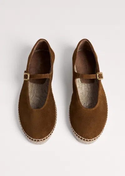 Me+em Mary-jane Espadrille Ballerina Olive In Brown