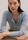 Me+em Merino Cashmere Barely There Henley Sweater In Navy/cream
