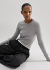 Me+em Merino Cashmere Barely There Rib Layering Jumper In Silver Grey Mélange