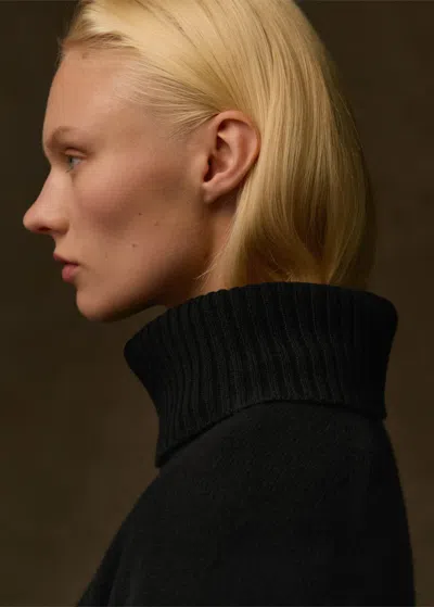 Me+em Merino Cashmere Curved Hem Jumper + Snood In Black