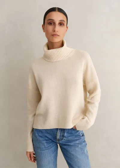 Me+em Merino Cashmere Curved Hem Jumper + Snood In Cream