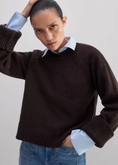 Me+em Merino Cashmere Mouliné Sweater  + Snood In Navy/chocolate