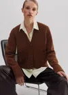 Me+em Merino Cashmere Relaxed Cardigan In Maple Mélange
