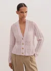 Me+em Merino Cashmere Silk Lace Stitch Cardigan In Light Lupin