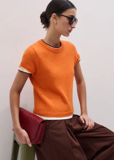 Me+em Merino Cashmere Silk Shrunken Baby Tee Sunny Orange