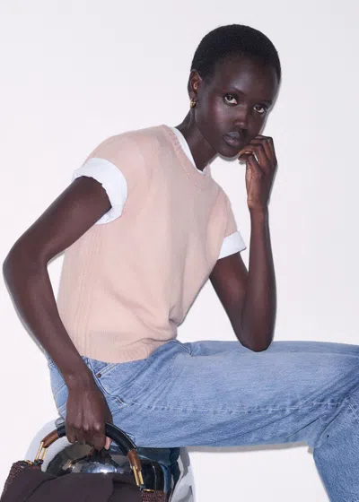 Me+em Merino Cashmere Silk Straight Baby Tee Blush Pink