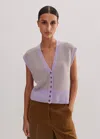 Shop Me+em Merino Cashmere Silk Textured Vest In Light Lupin Lilac/oatmeal