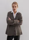 Me+em Merino Cashmere Swing Cardigan In Mocha Mélange