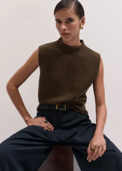 Me+em Merino Straight Knit Vest Bronzed Brown