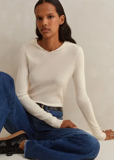 Me+em Merino Stretch Rib Layering Hoody In Soft White