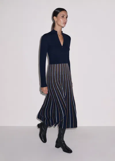 Me+em Merino Stripe Knit Maxi Dress Navy Multi