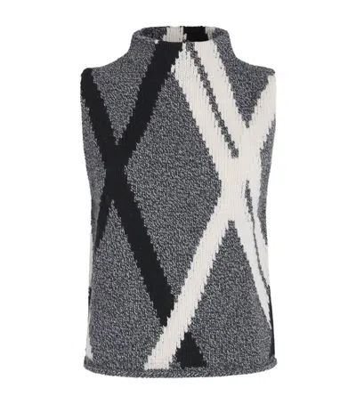 Me+em Merino Wool Argyle Sweater Vest In Gray