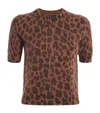 Me+em Merino Wool-cashmere Leopard Print T-shirt In Brown