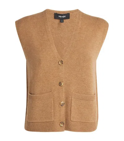 Me+em Merino Wool-cashmere Jumper Waistcoat In Brown