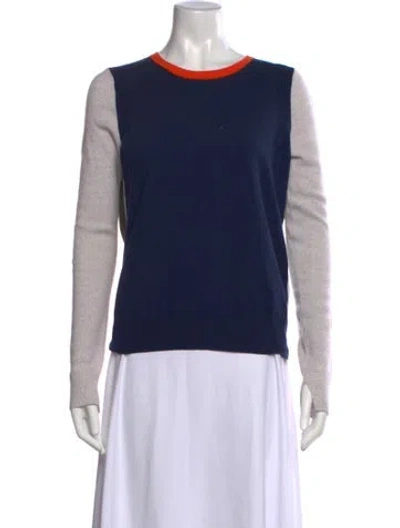 Pre-owned Me+em Merino Wool Colorblock Pattern Sweater In Blue