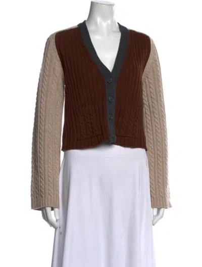 Pre-owned Me+em Merino Wool Colorblock Pattern Sweater In Brown
