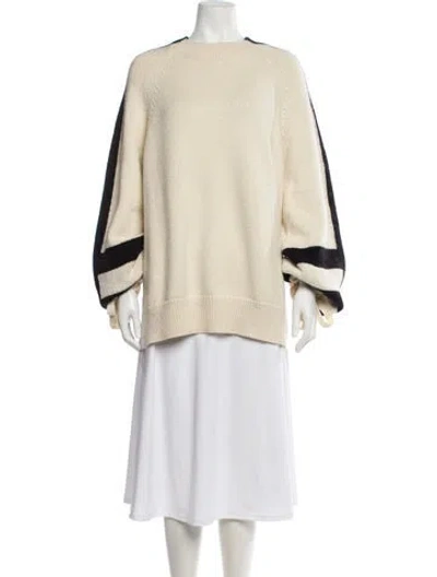 Pre-owned Me+em Merino Wool Colorblock Pattern Sweater In Neutral