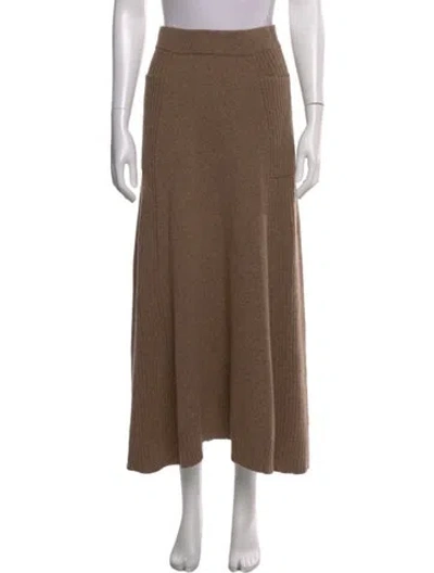 Pre-owned Me+em Merino Wool Long Skirt In Brown