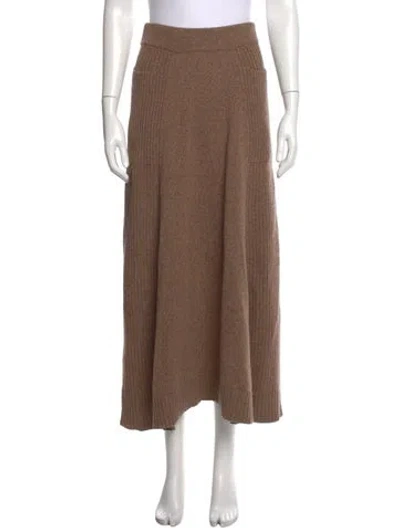Pre-owned Me+em Merino Wool Long Skirt In Brown