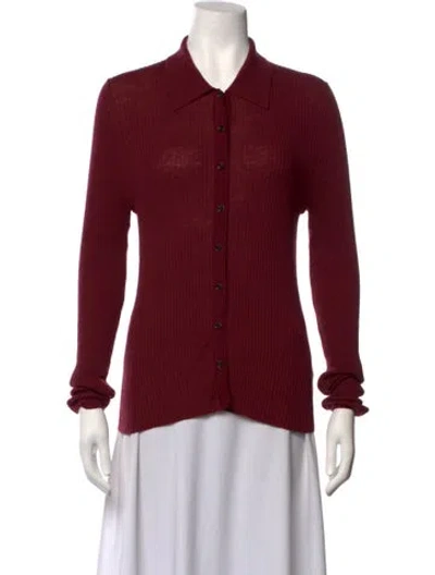 Pre-owned Me+em Merino Wool Long Sleeve Polo In Red