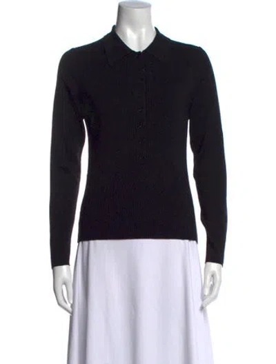 Pre-owned Me+em Merino Wool Long Sleeve Polo W/ Tags In Black