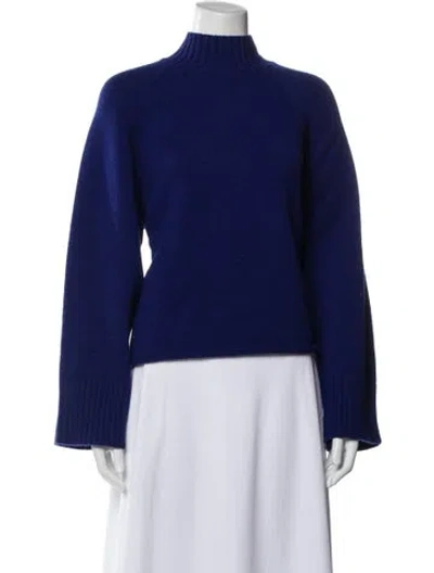 Pre-owned Me+em Merino Wool Mock Neck Sweater In Blue